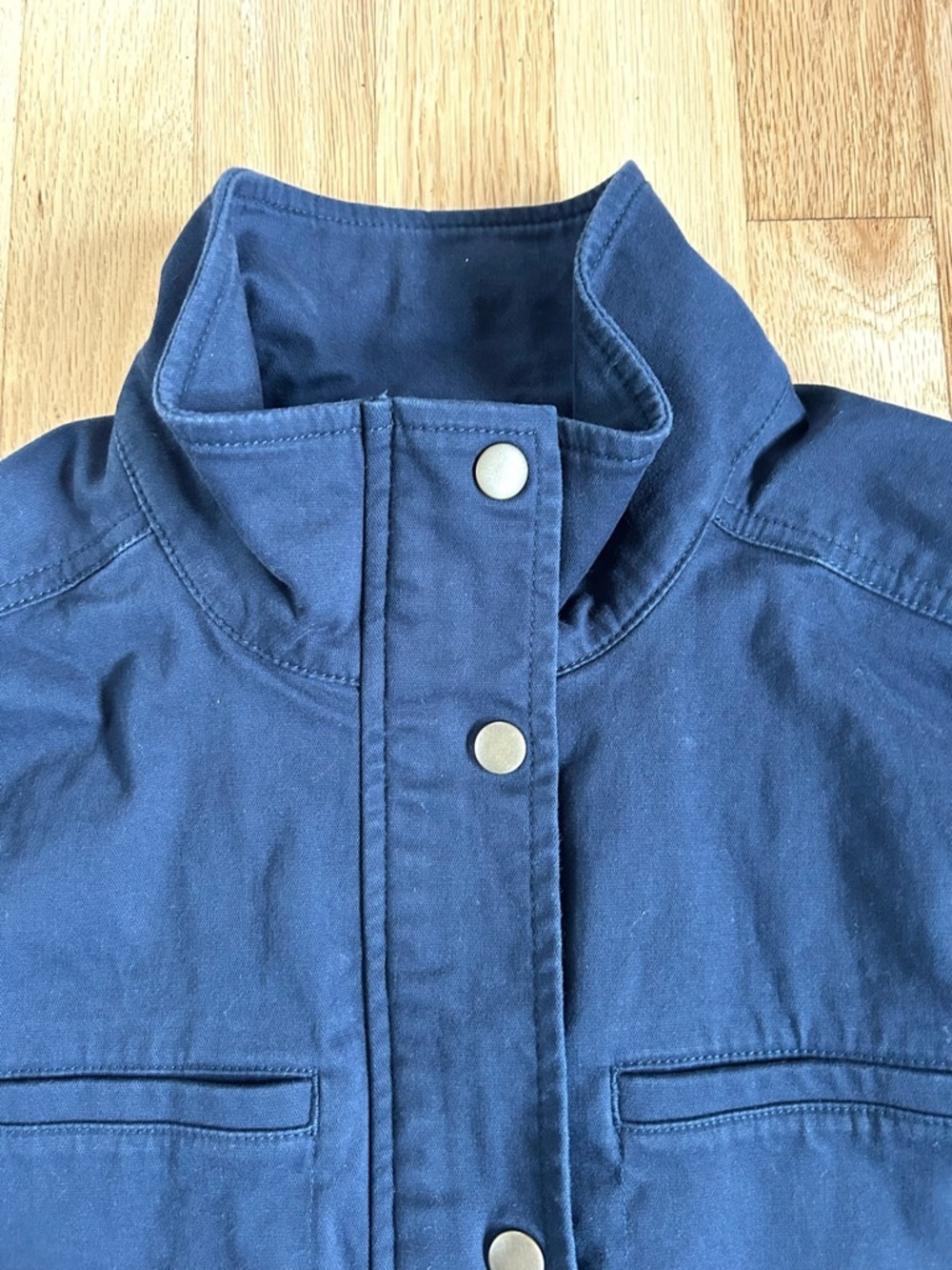 LL BEAN women’s utility jacket navy blue barn chore workwear size M - Picture 7 of 12